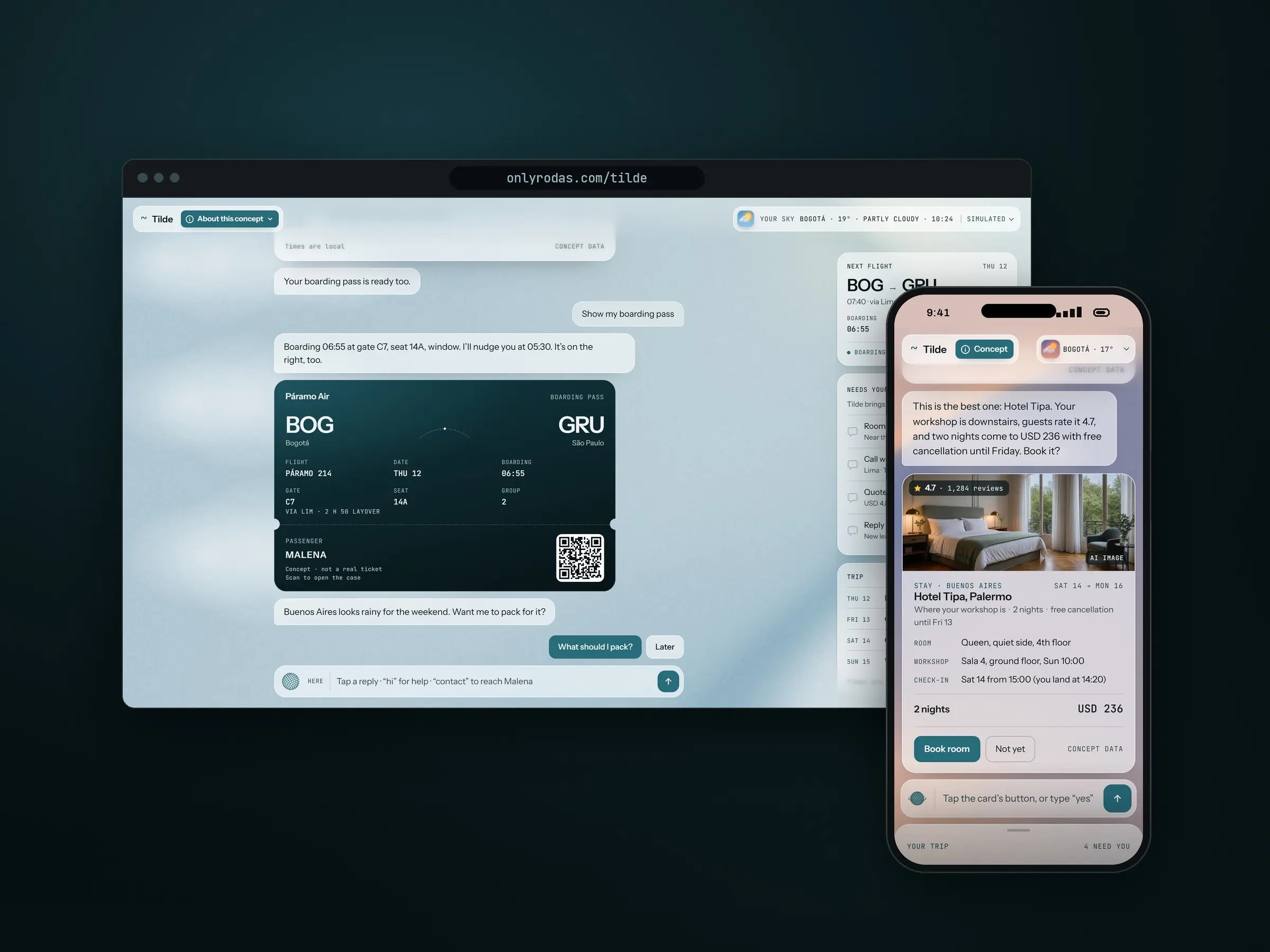 Tilde: An agent that travels with you, under your sky