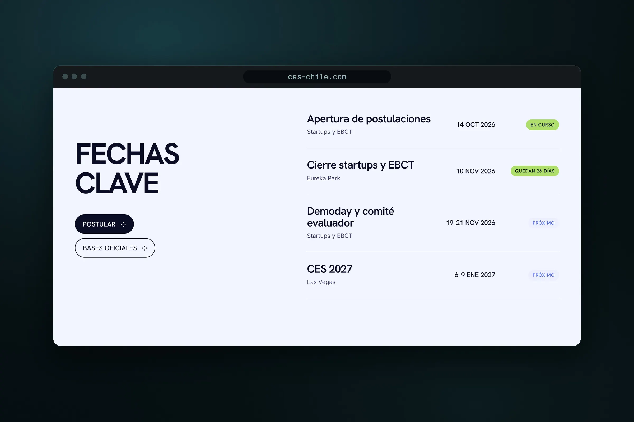 Chile en CES 2027, fechas que se calculan solas