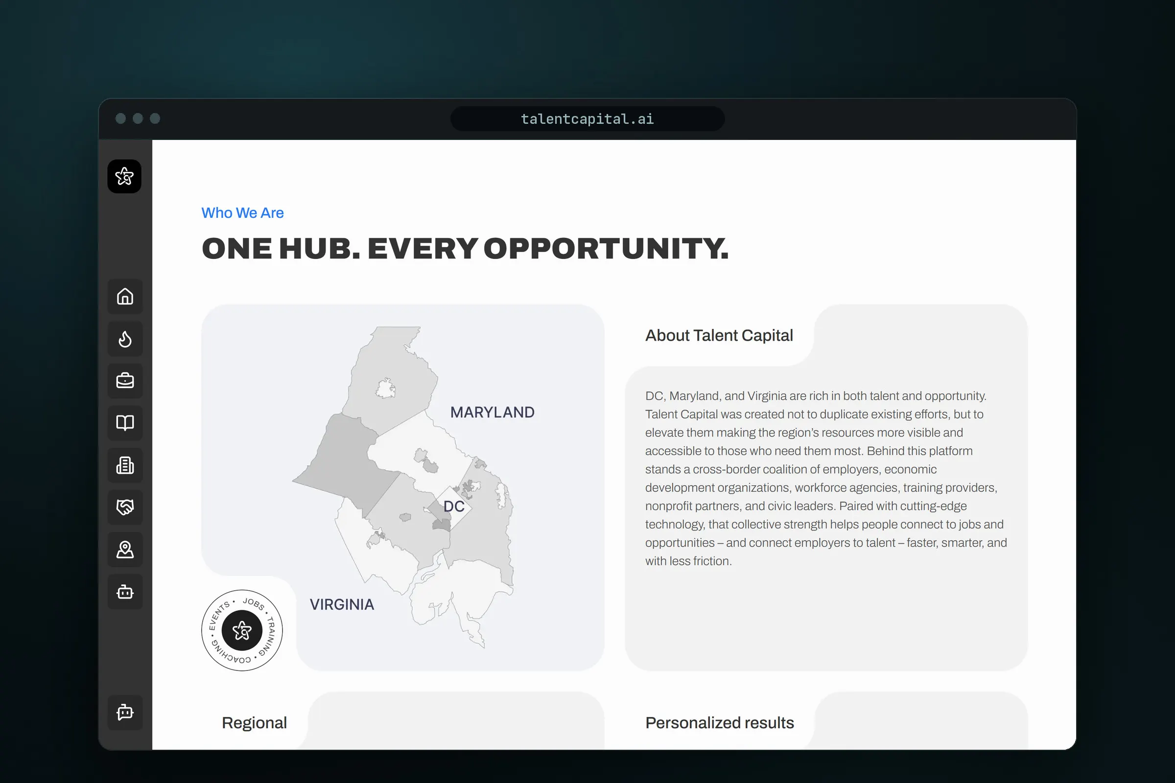 Talent Capital, built in framer, in motion