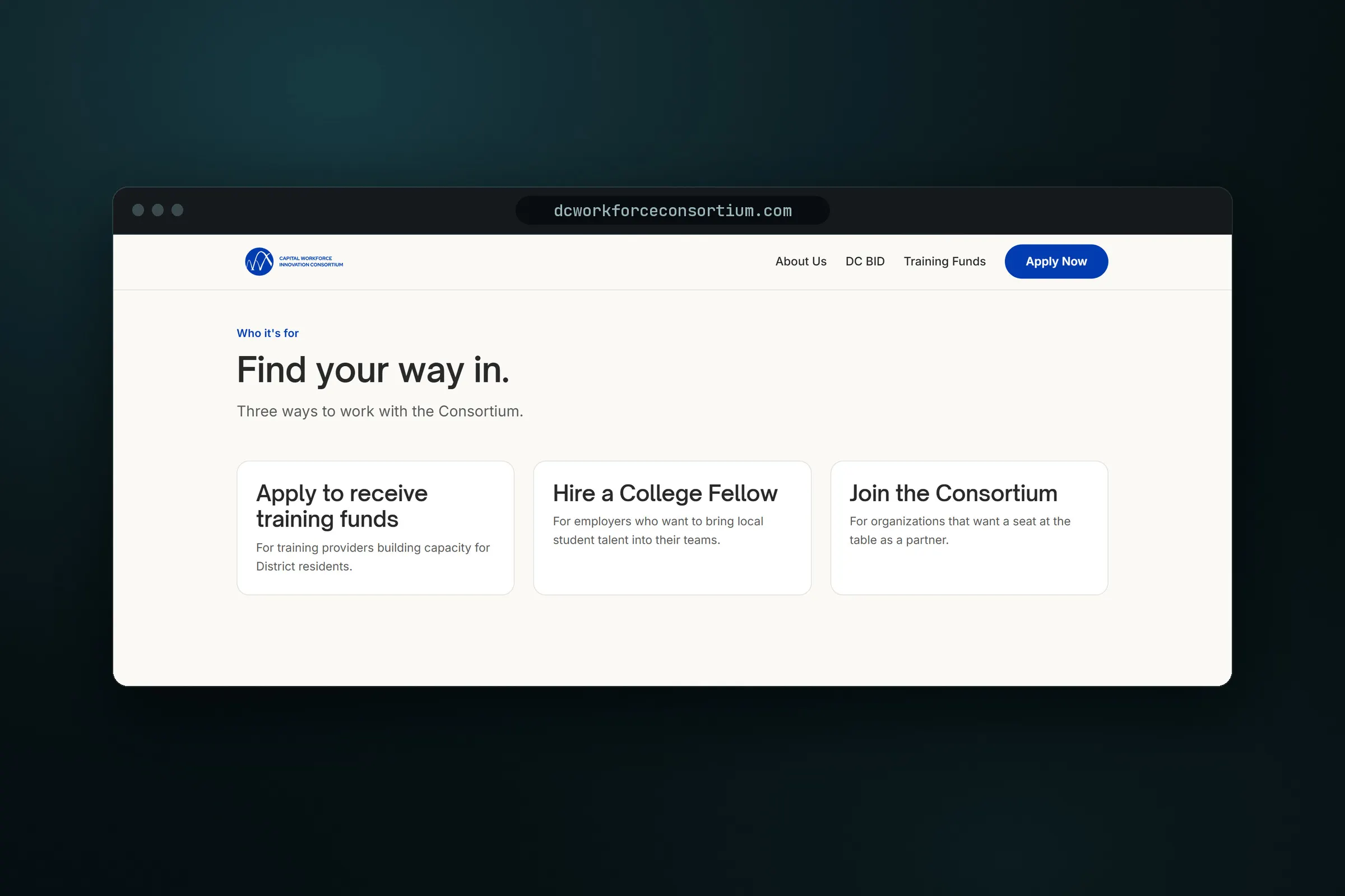 Capital Workforce Innovation Consortium, a form that already knows why you’re here