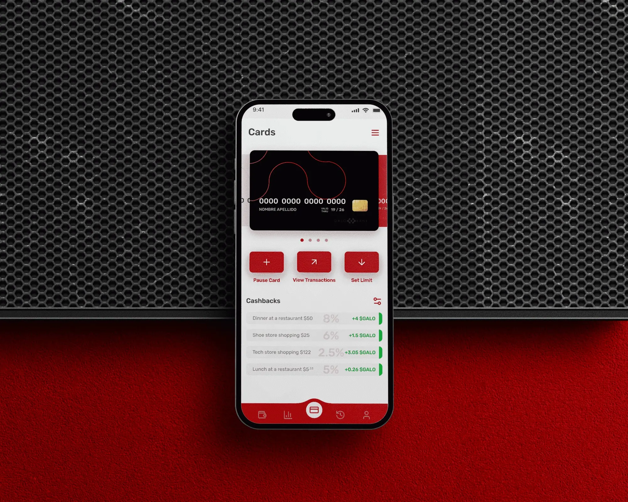 Galo Bank, an interface drawn from the brand
