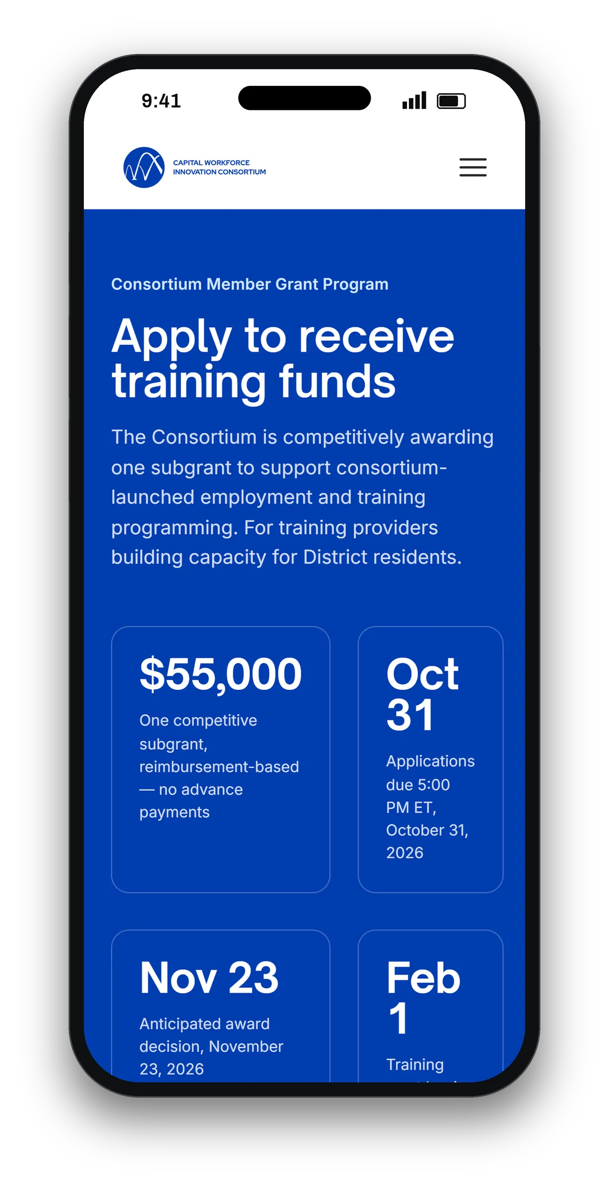 Capital Workforce Innovation Consortium, a form that already knows why you’re here