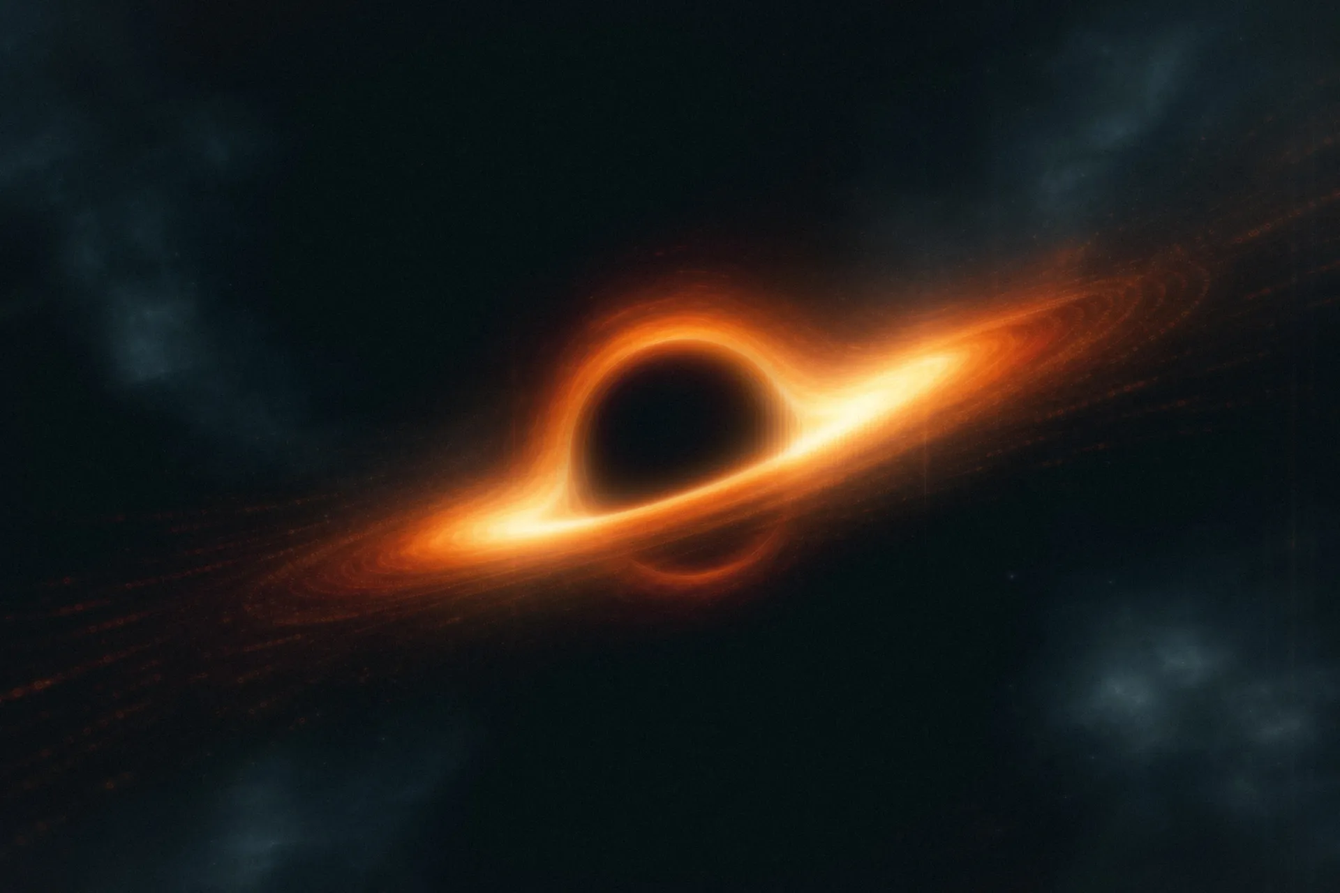 Black hole with an orange disk of light, an illustration of the project archive